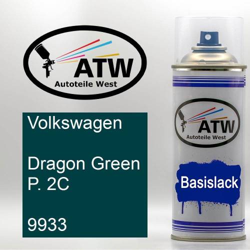 Volkswagen, Dragon Green P. 2C, 9933: 400ml Sprühdose, von ATW Autoteile West.